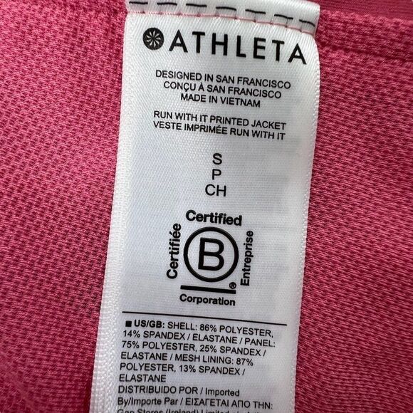 Athleta Run With It Printed Floral Lightweight Jacket Full Zip Pink Size Small - Picture 6 of 12